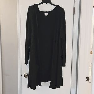 Old Navy Long Line Open Front Hooded Cardigan Sweater, XXL, Black